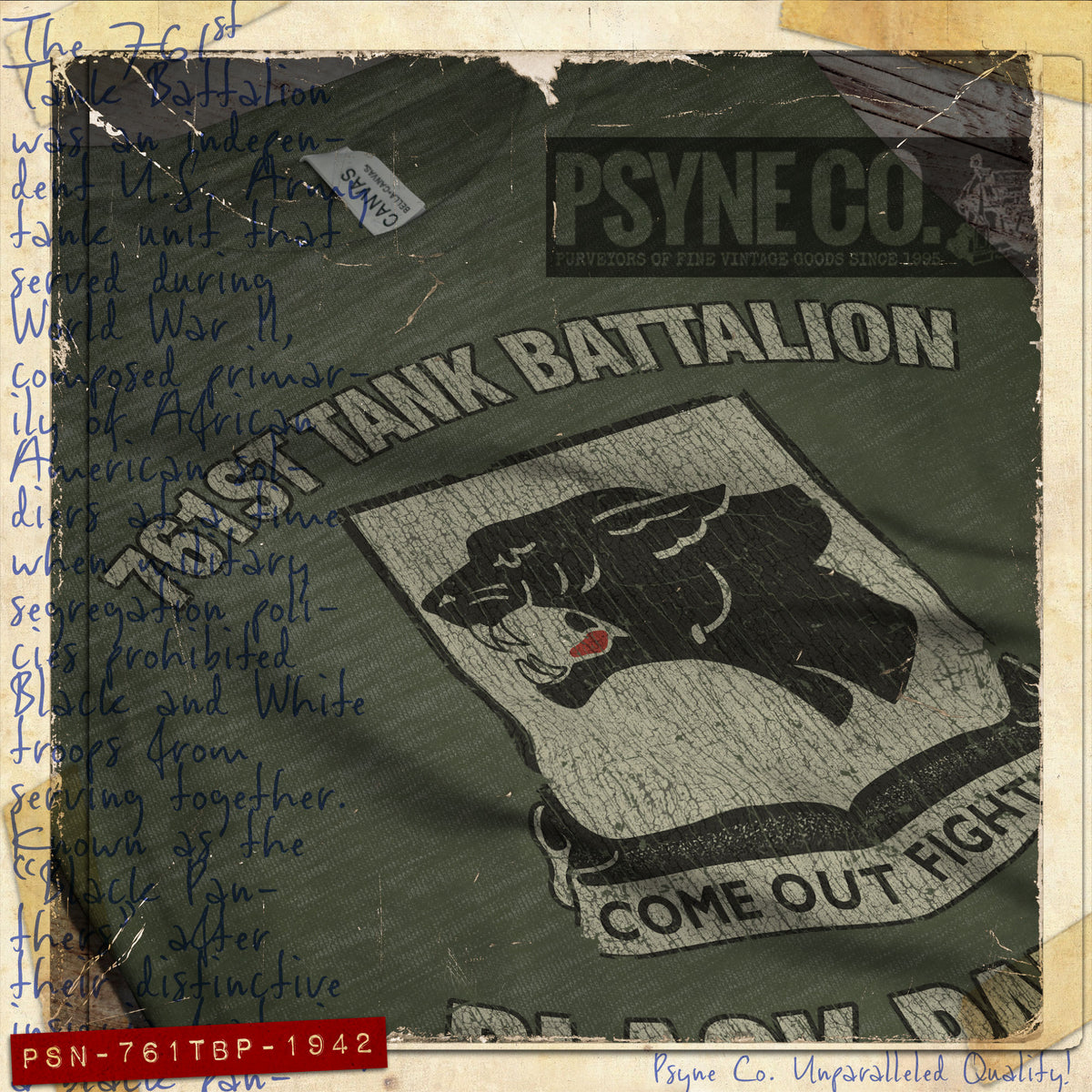 761st Tank Battalion Black Panthers 1942 Vintage Men's T-Shirt