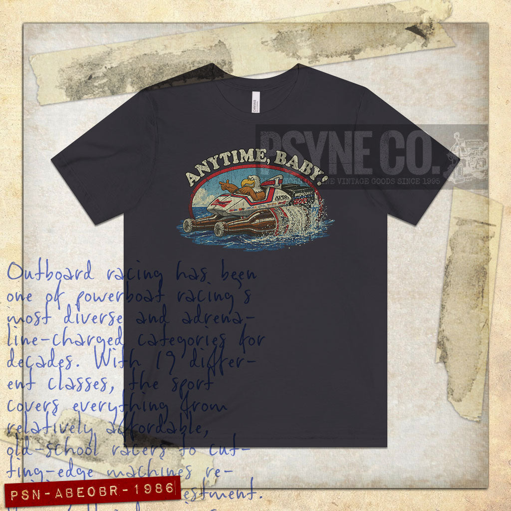 Anytime, Baby! Eagle Outboard Racing 1986 Vintage Men's T-Shirt