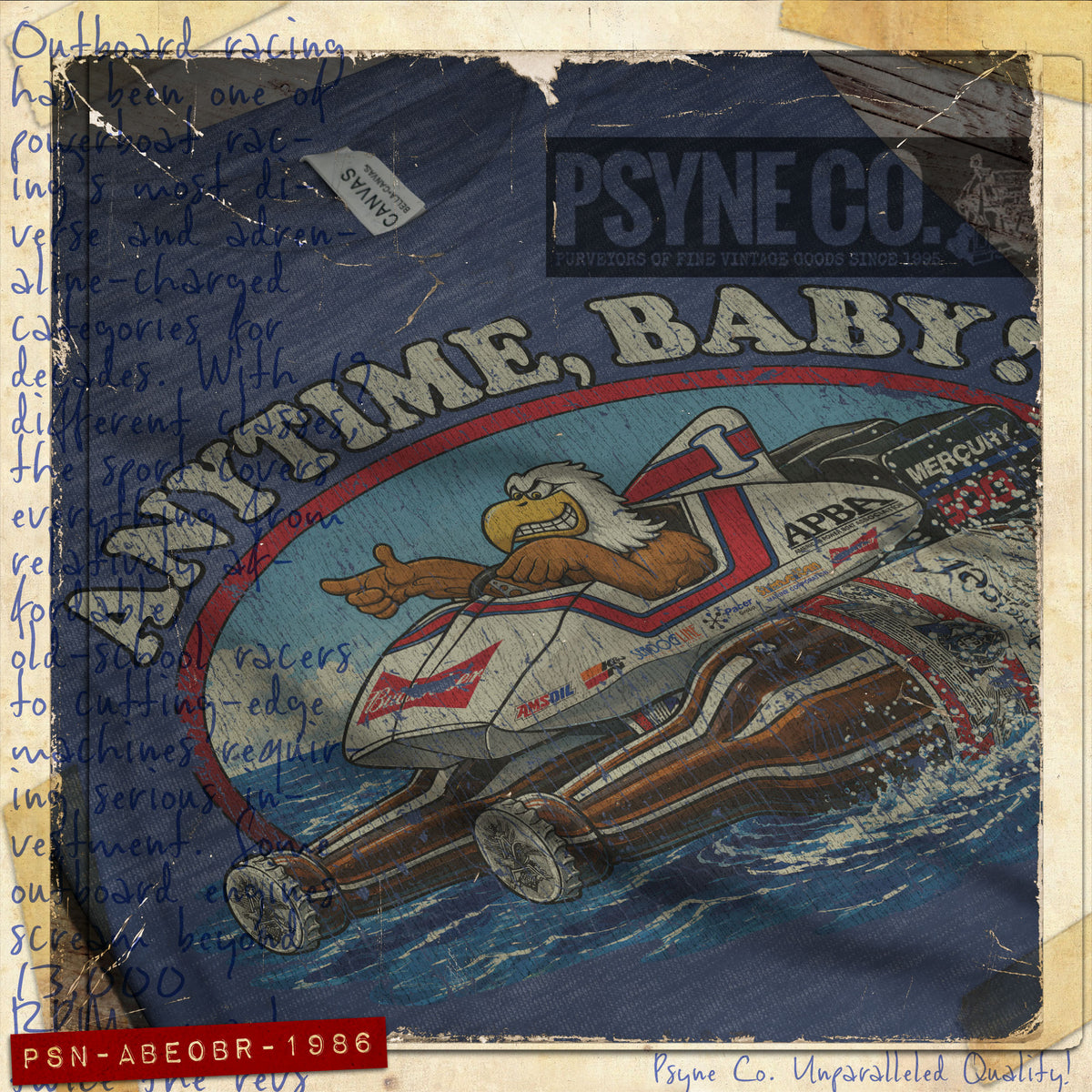 Anytime, Baby! Eagle Outboard Racing 1986 Vintage Men's T-Shirt