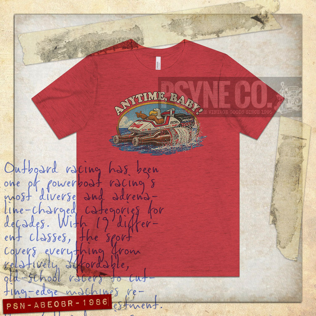 Anytime, Baby! Eagle Outboard Racing 1986 Vintage Men's T-Shirt