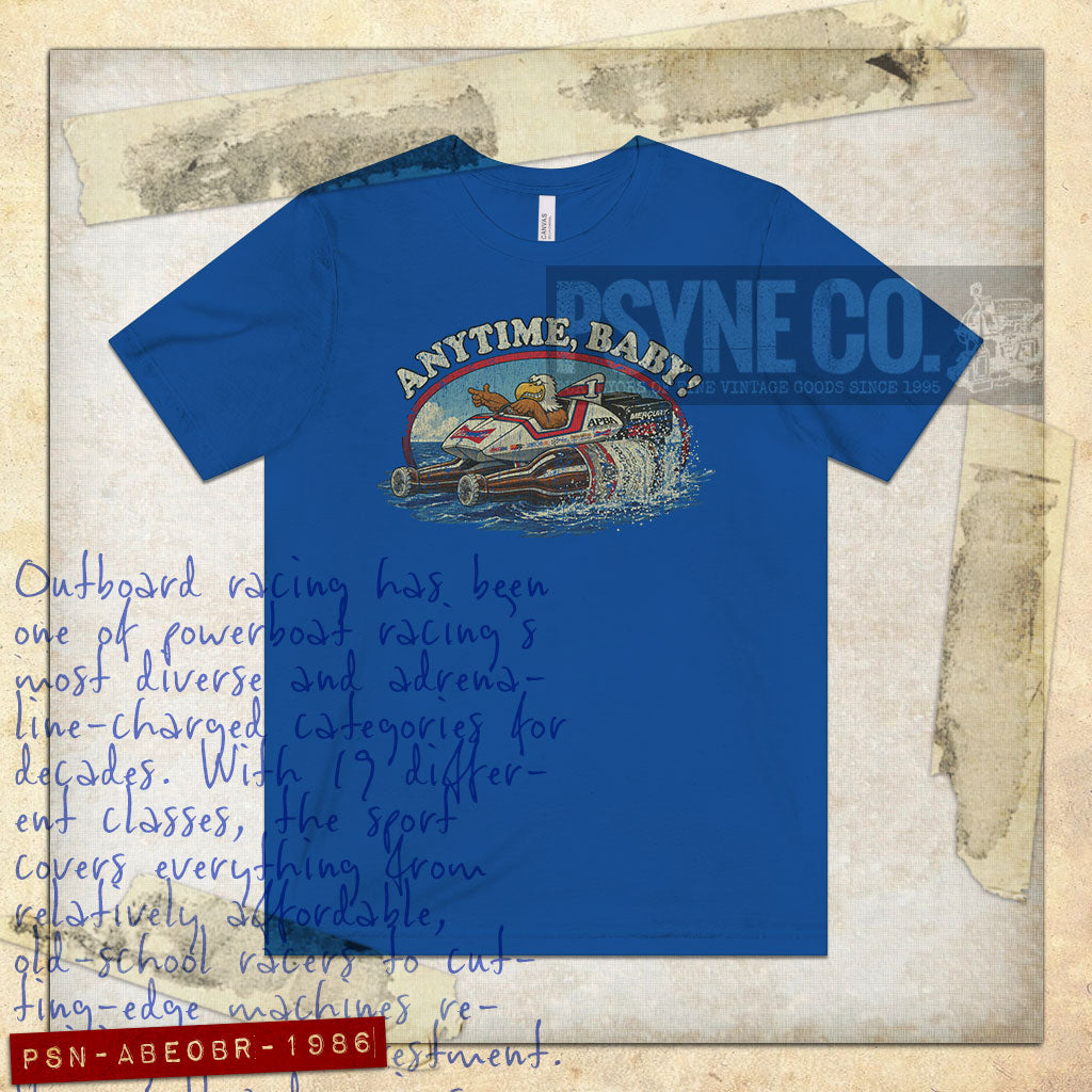 Anytime, Baby! Eagle Outboard Racing 1986 Vintage Men's T-Shirt