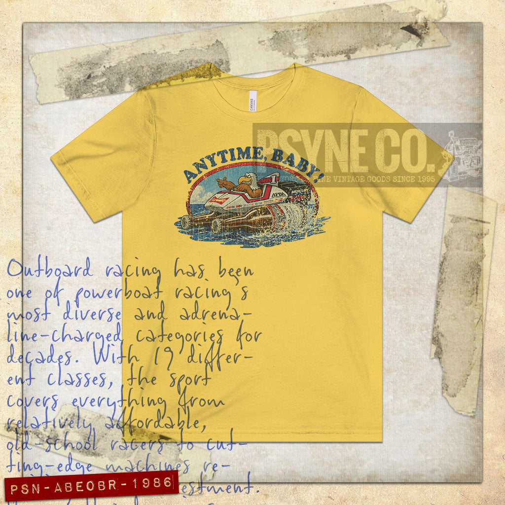 Anytime, Baby! Eagle Outboard Racing 1986 Vintage Men's T-Shirt