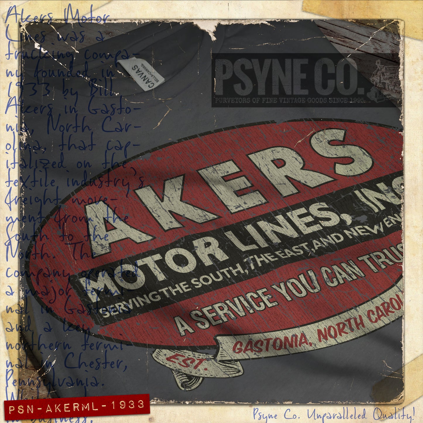 Akers Motor Lines 1933 Vintage Men's T-Shirt