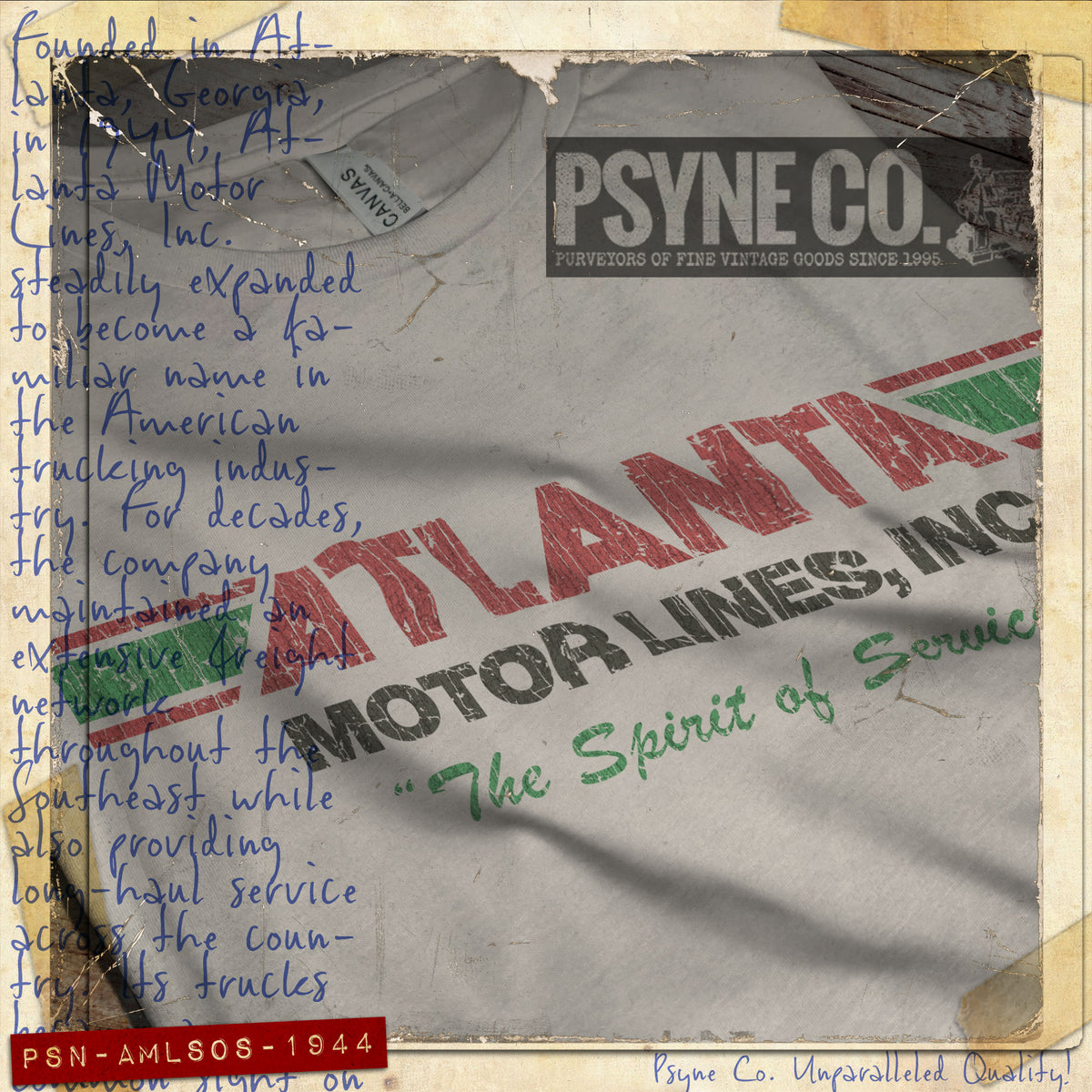 Atlanta Motor Lines Spirit of Service 1944 Vintage Men's T-Shirt