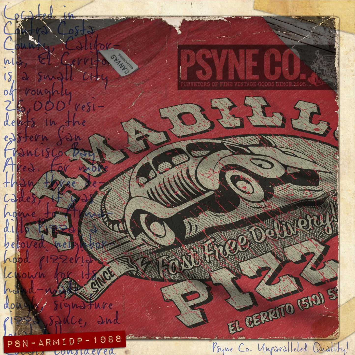 Armadillo Pizza 1988 Vintage Men’s T-Shirt