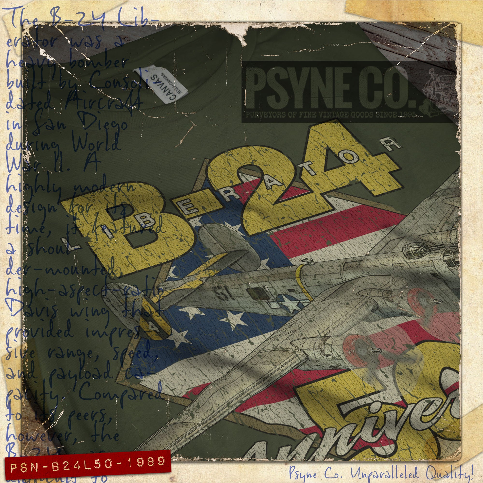 B-24 Liberator 50th Anniversary 1989 Vintage Men's T-Shirt