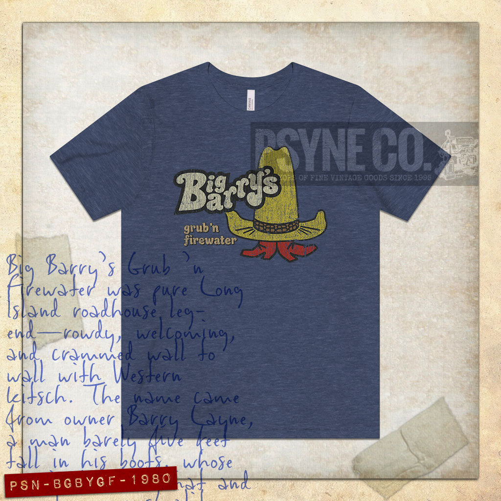 Big Barry's Grub and Firewater 1977 Vintage Men's T-Shirt