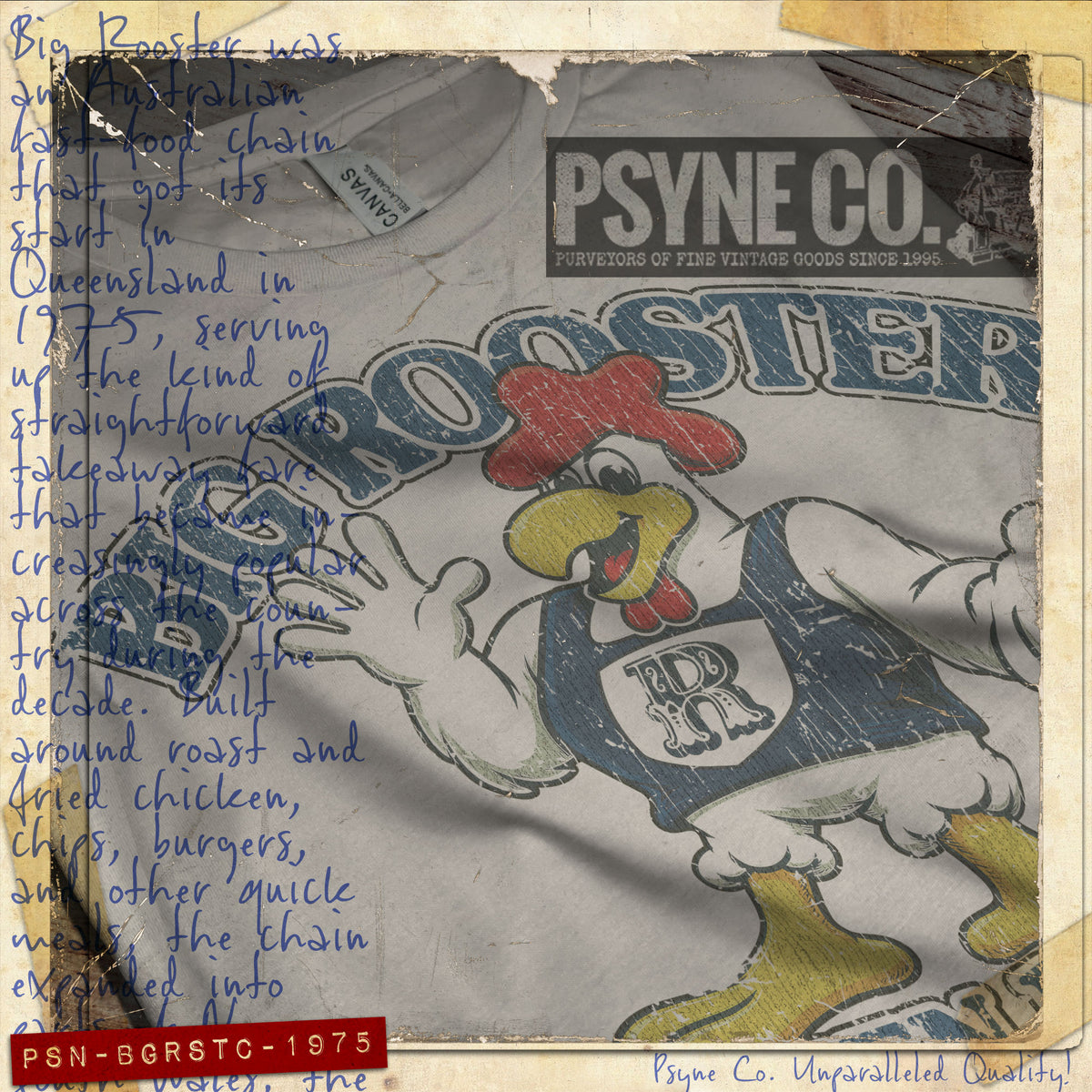 Big Rooster Chicken n' Chips 1975 Vintage Men's T-Shirt