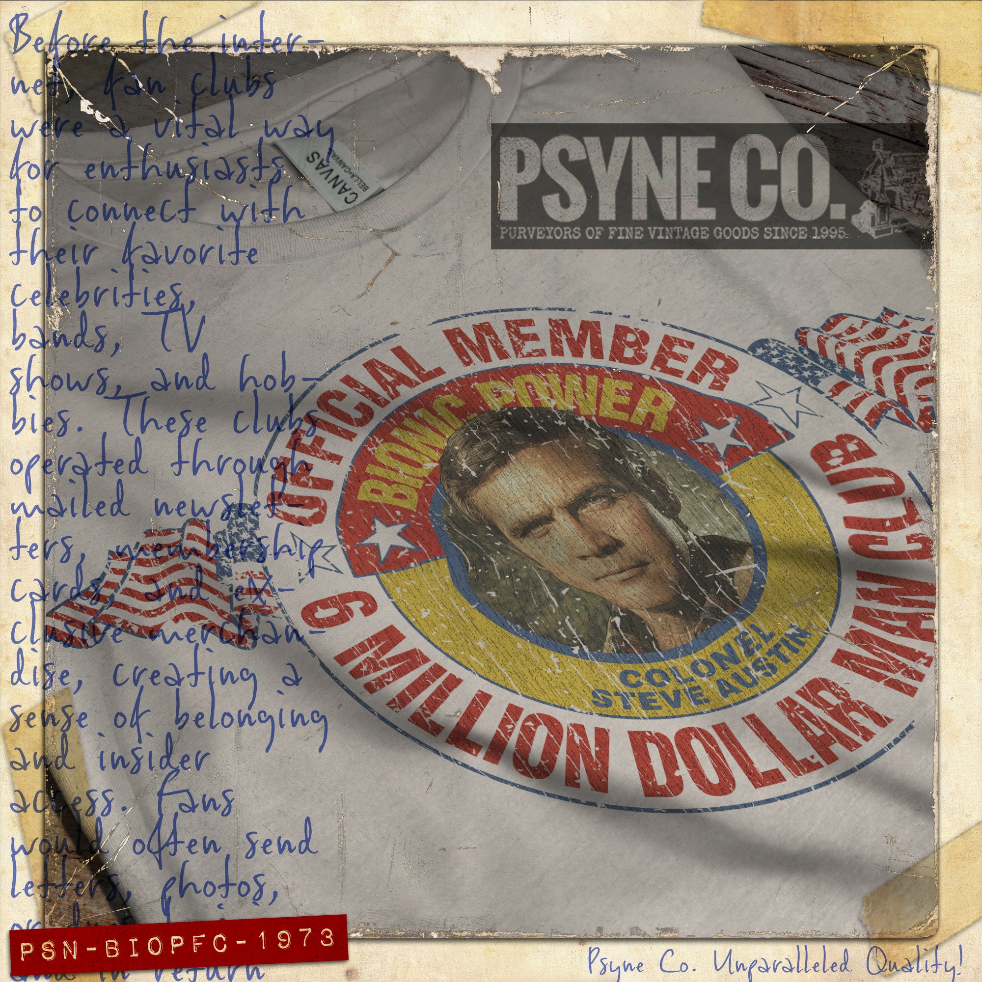 Bionic Power Fan Club 1973 Vintage Men's T-Shirt