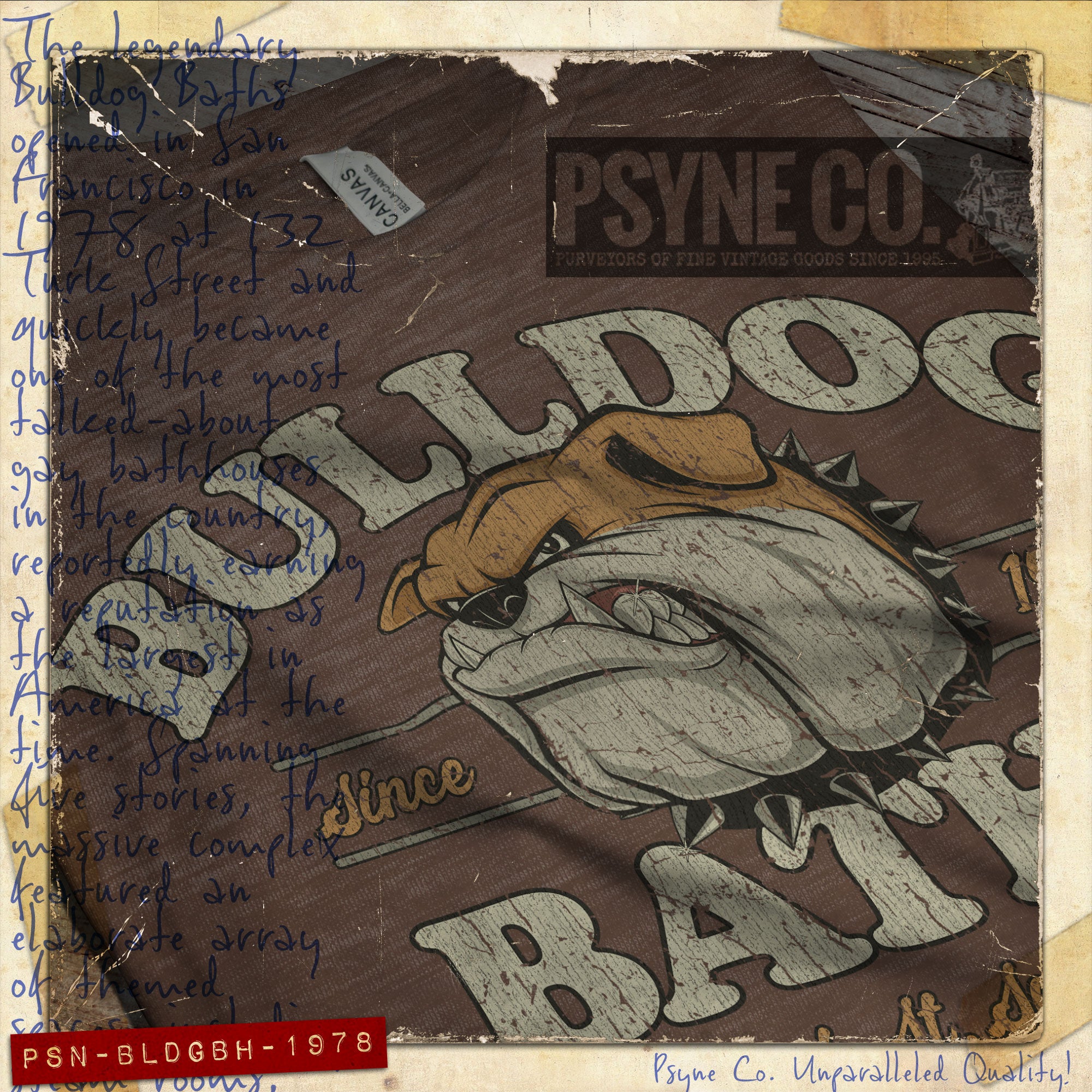 Bulldog Baths San Francisco 1978 Vintage Men's T-Shirt