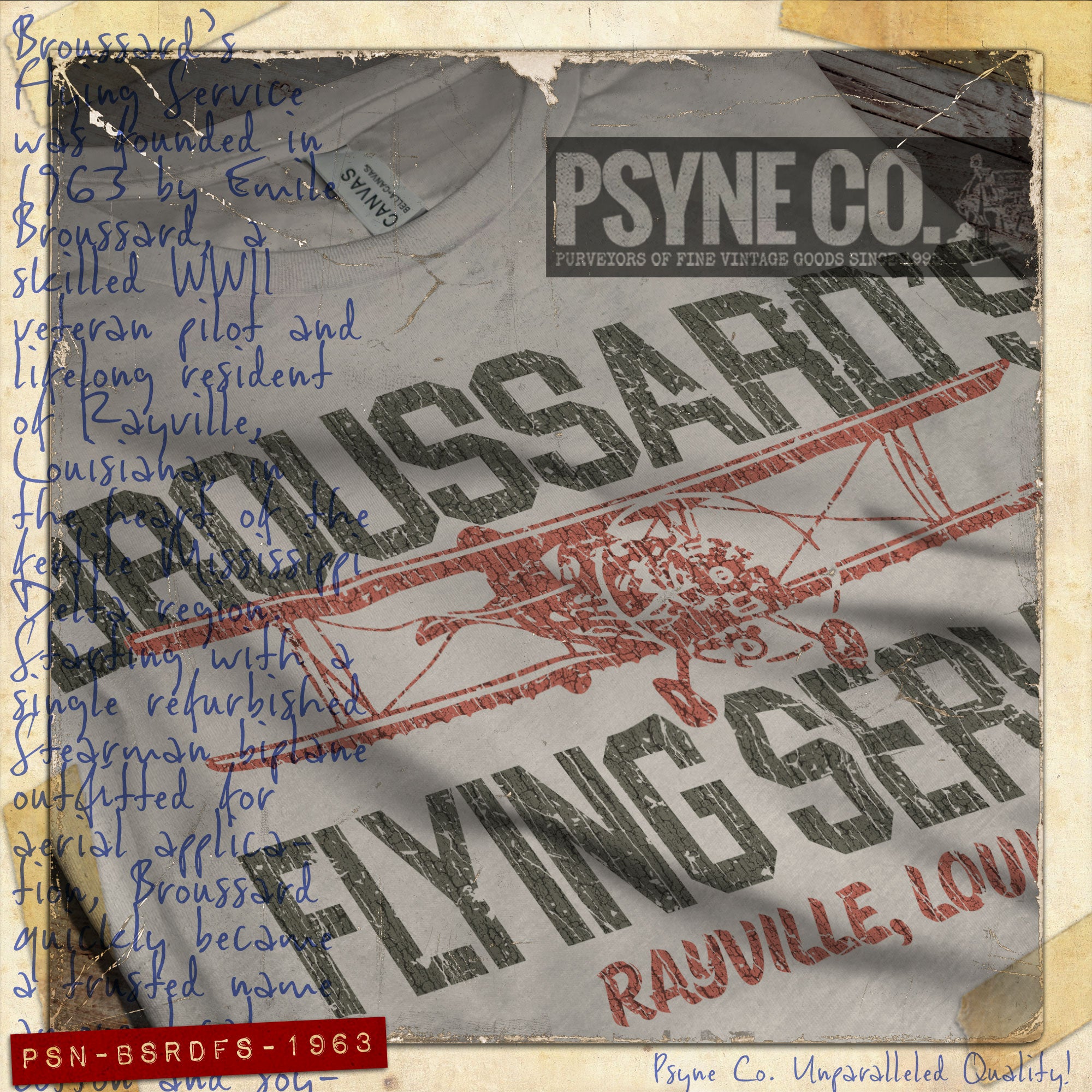 Broussard’s Flying Service 1963 Vintage Men's T-Shirt