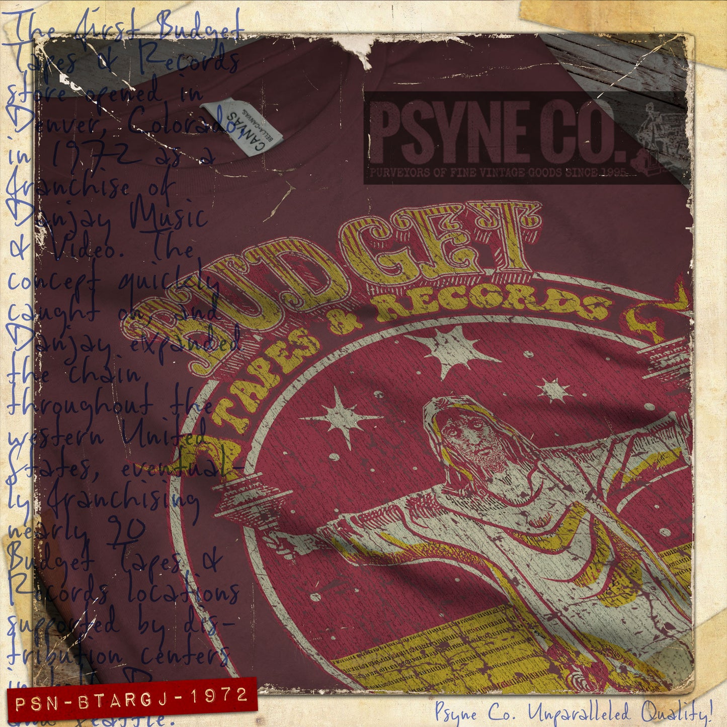Budget Tapes & Records Genie Jesus 1972 Vintage Men’s T-Shirt