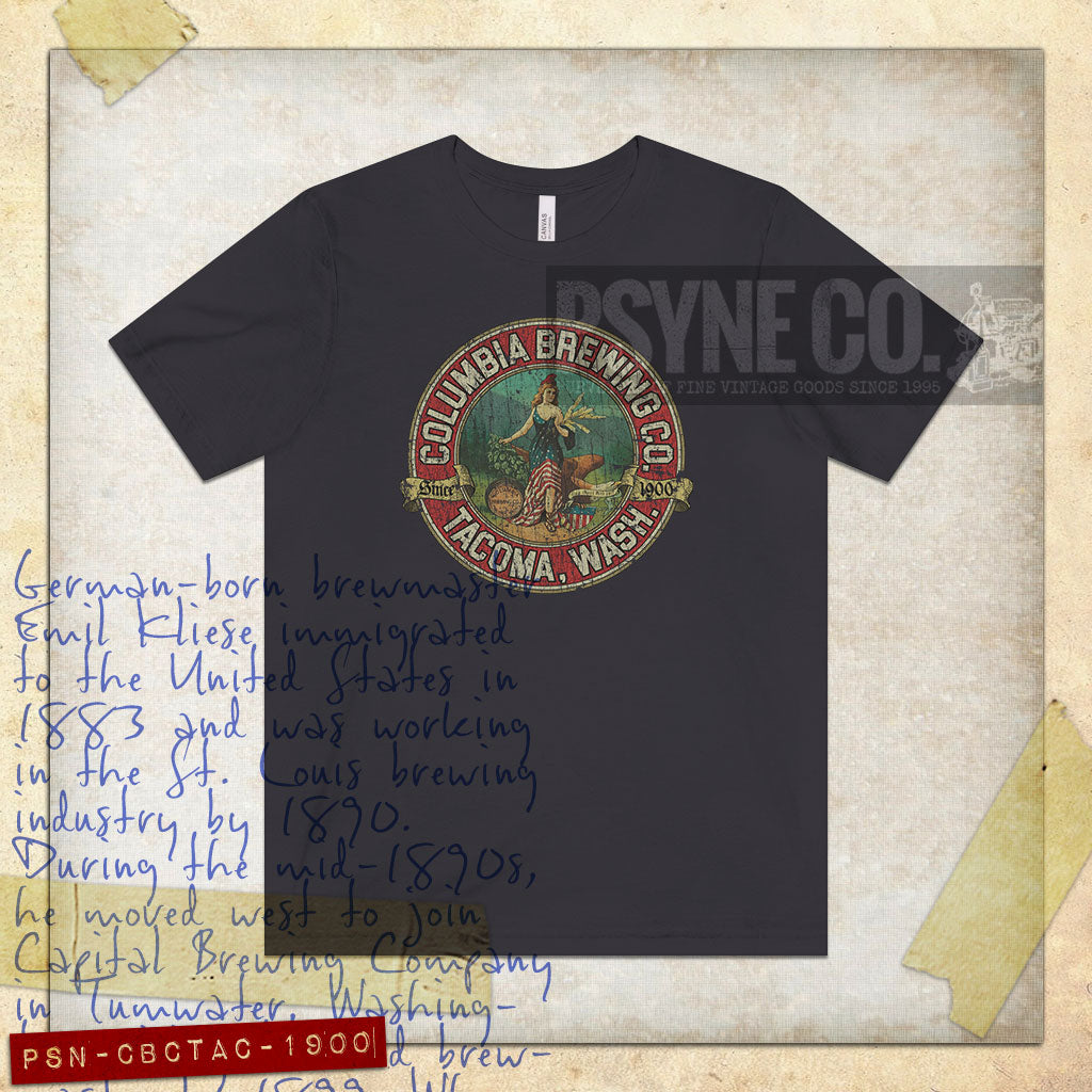 Columbia Brewing Company Tacoma 1900 Vintage Men’s T-Shirt