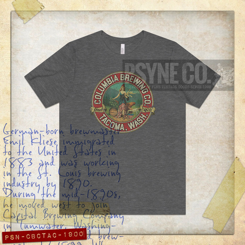 Columbia Brewing Company Tacoma 1900 Vintage Men’s T-Shirt