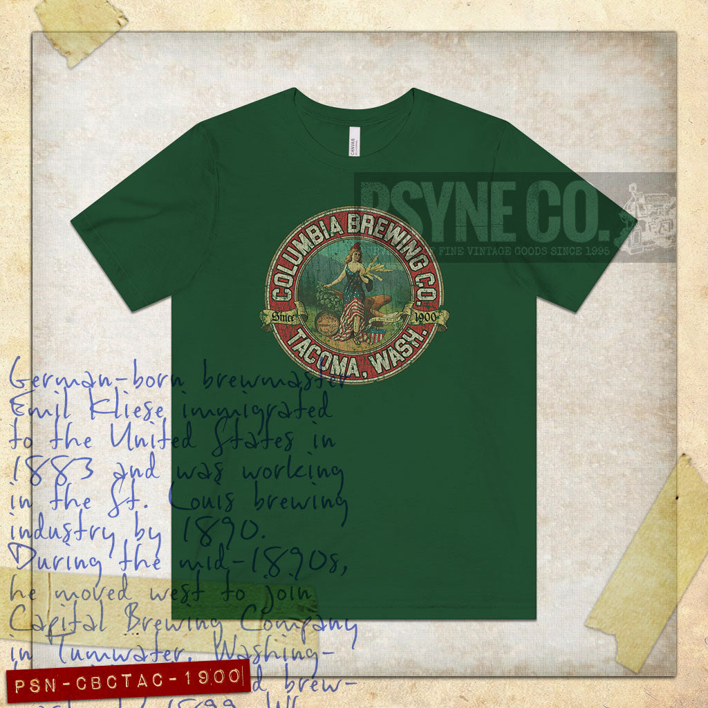Columbia Brewing Company Tacoma 1900 Vintage Men’s T-Shirt