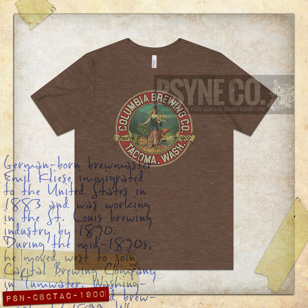 Columbia Brewing Company Tacoma 1900 Vintage Men’s T-Shirt