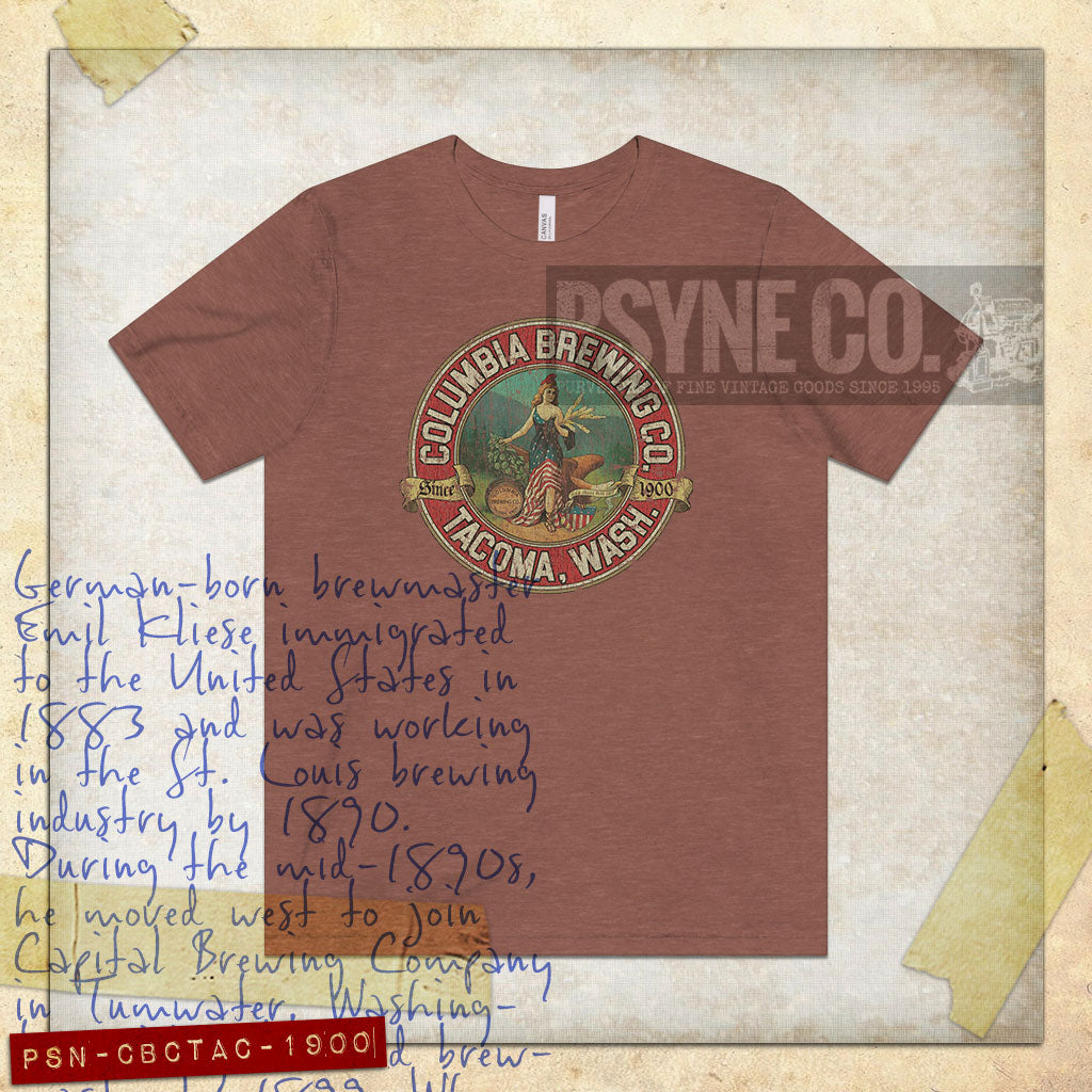 Columbia Brewing Company Tacoma 1900 Vintage Men’s T-Shirt