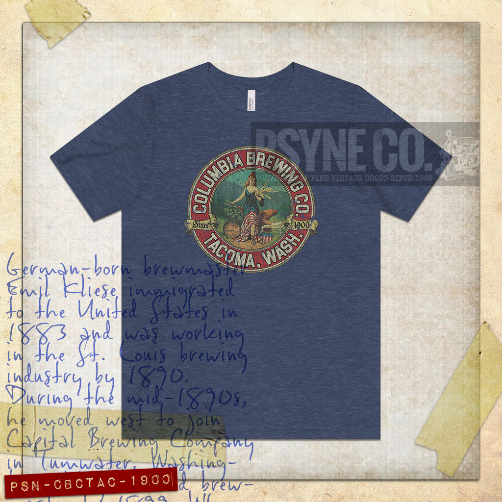 Columbia Brewing Company Tacoma 1900 Vintage Men’s T-Shirt