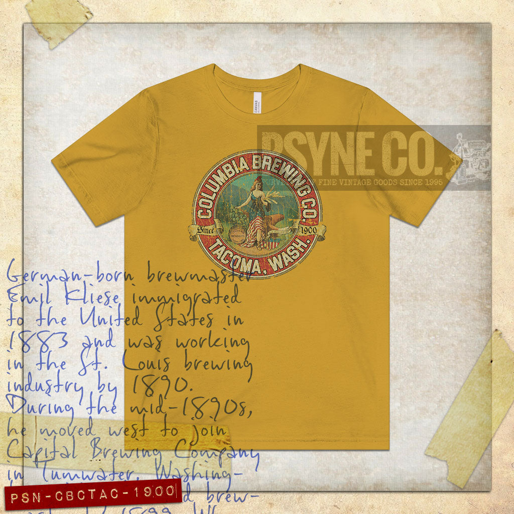 Columbia Brewing Company Tacoma 1900 Vintage Men’s T-Shirt