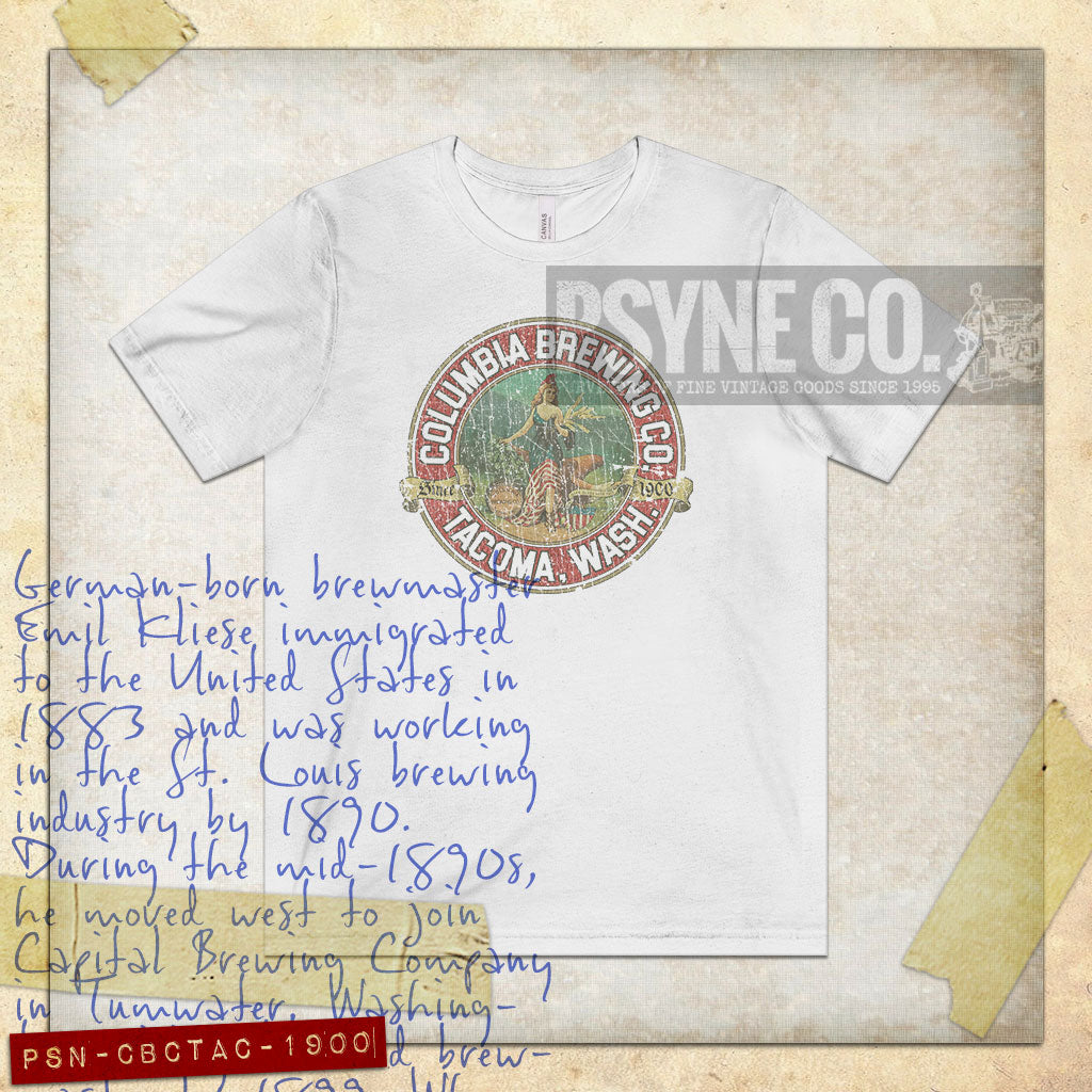 Columbia Brewing Company Tacoma 1900 Vintage Men’s T-Shirt