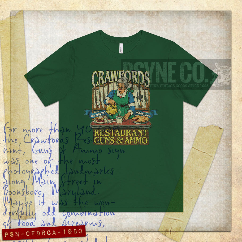 Crawfords Restaurant, Guns & Ammo 1980 Vintage Men's T-Shirt