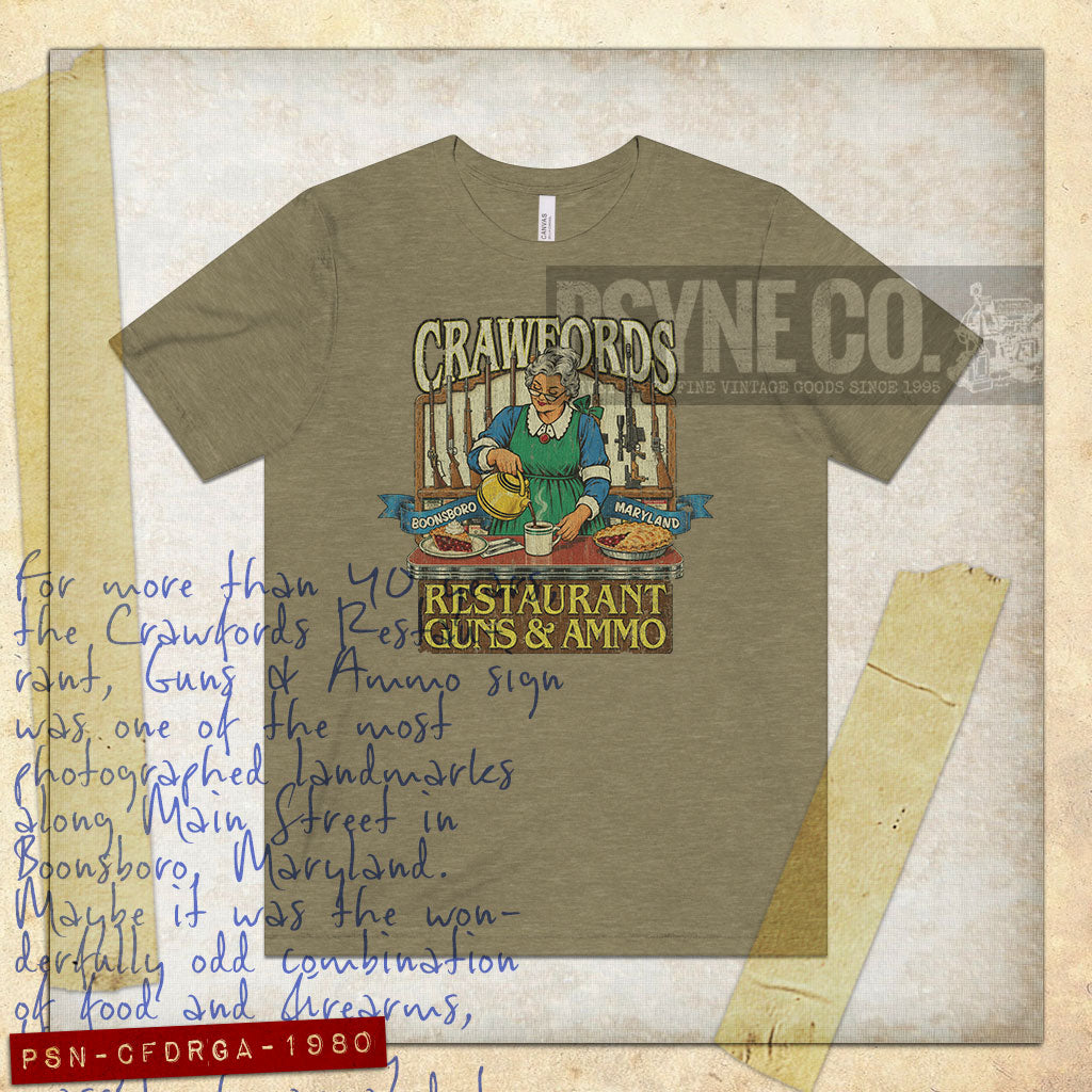Crawfords Restaurant, Guns & Ammo 1980 Vintage Men's T-Shirt