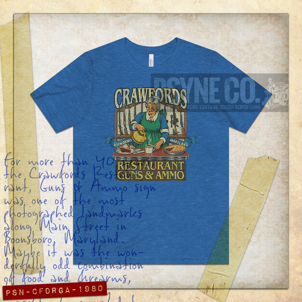 Crawfords Restaurant, Guns & Ammo 1980 Vintage Men's T-Shirt