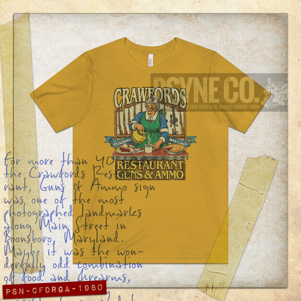 Crawfords Restaurant, Guns & Ammo 1980 Vintage Men's T-Shirt