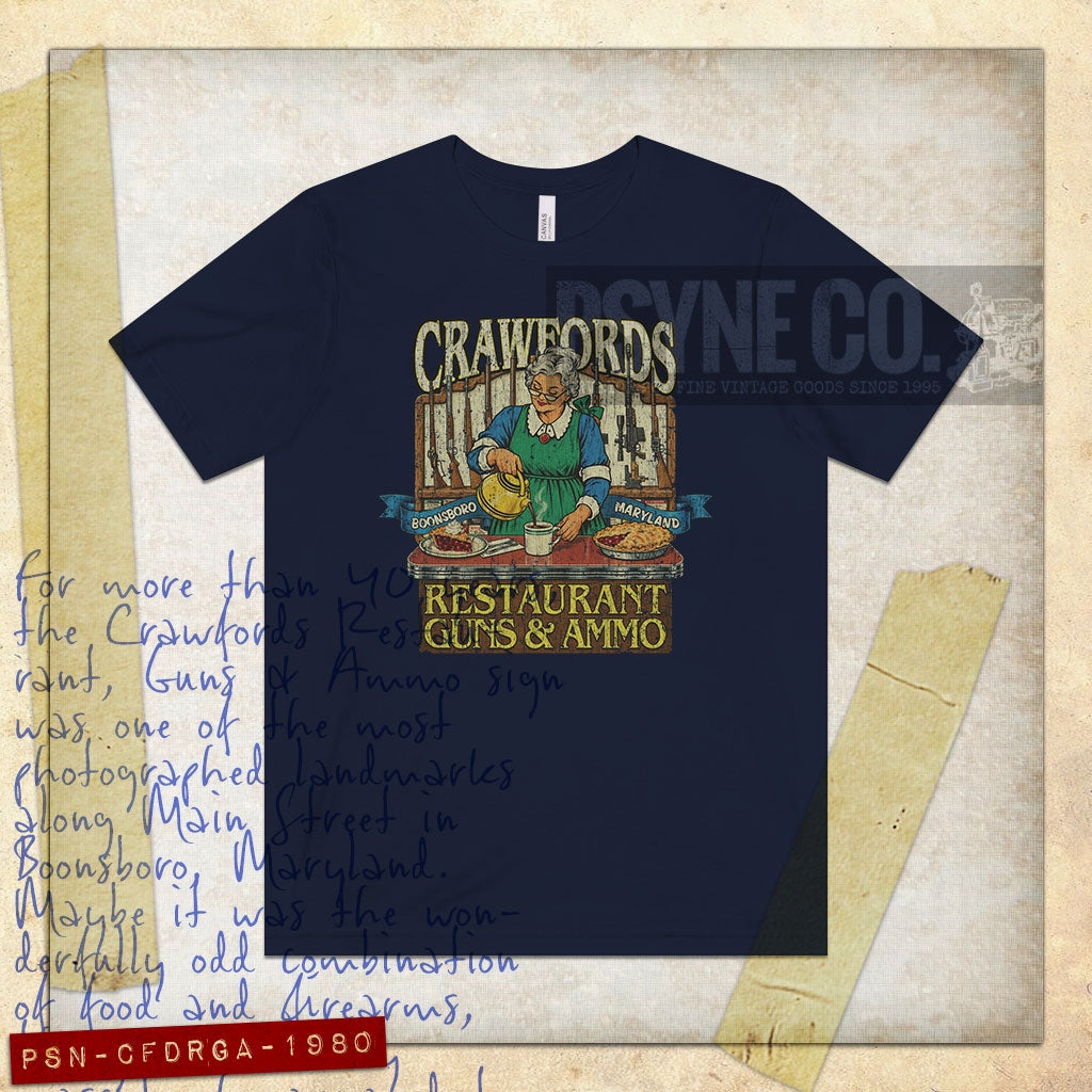 Crawfords Restaurant, Guns & Ammo 1980 Vintage Men's T-Shirt