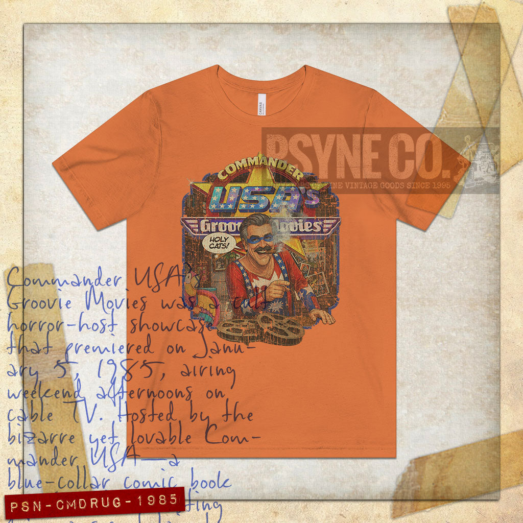 Commander USA's Groovie Movies 1985 Vintage Men's T-Shirt