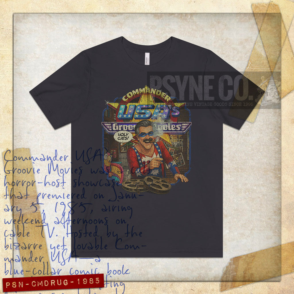 Commander USA's Groovie Movies 1985 Vintage Men's T-Shirt
