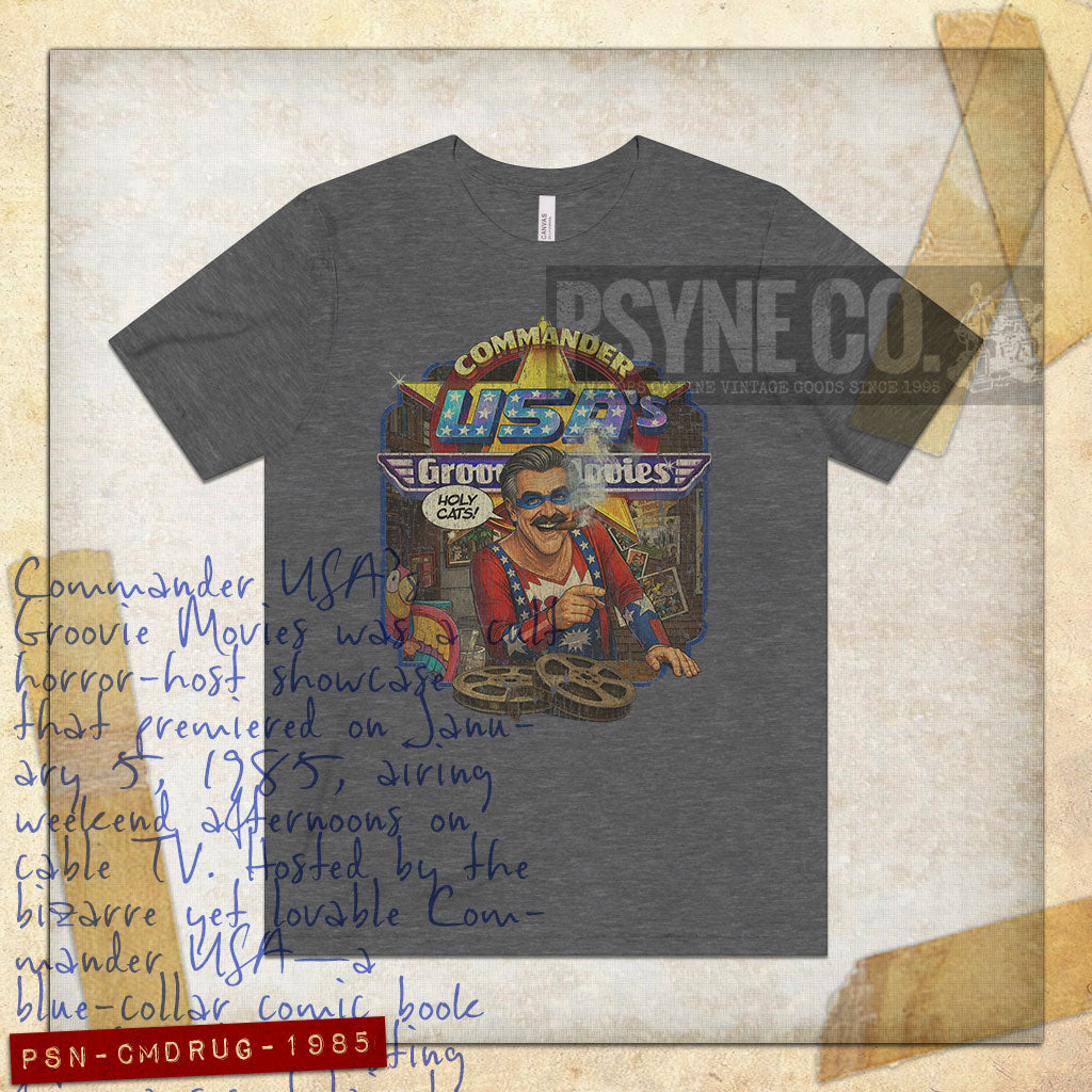 Commander USA's Groovie Movies 1985 Vintage Men's T-Shirt
