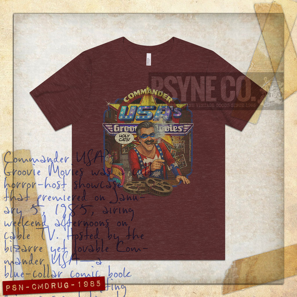 Commander USA's Groovie Movies 1985 Vintage Men's T-Shirt