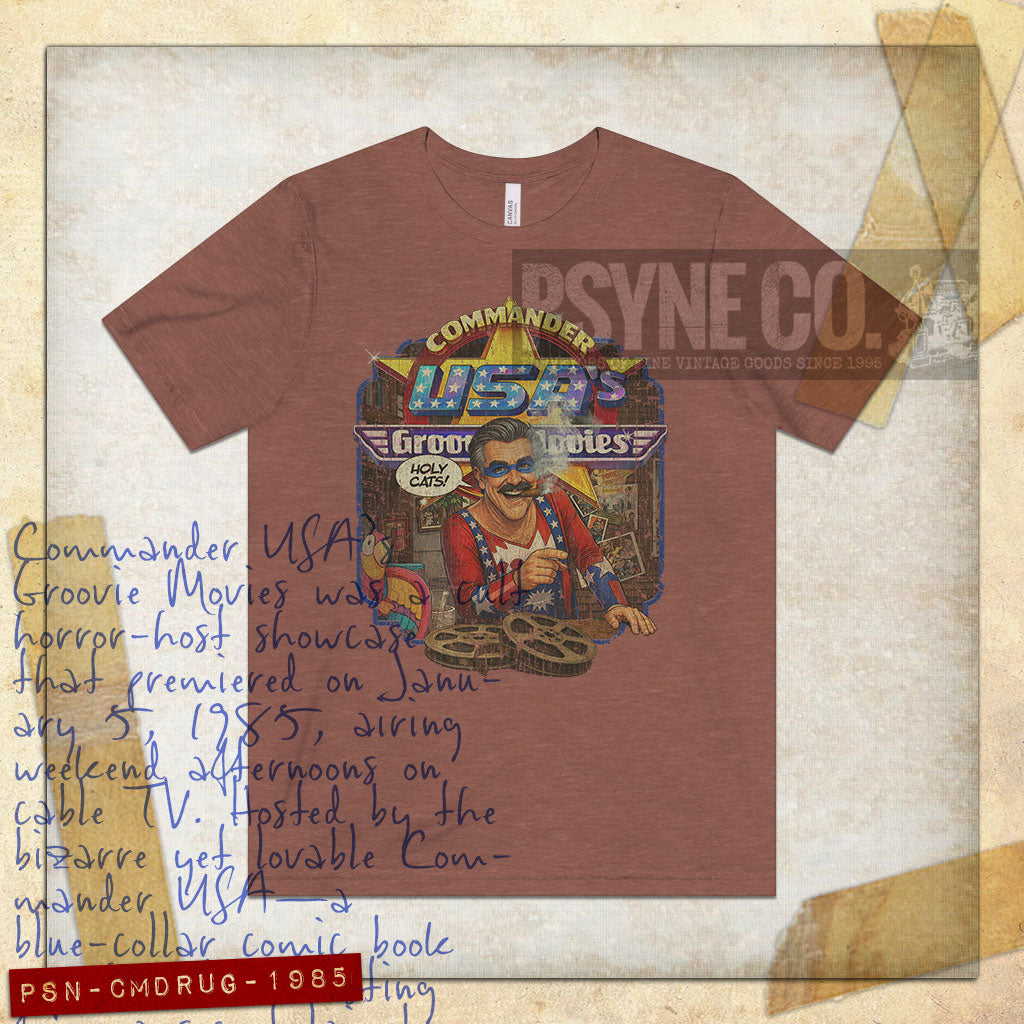 Commander USA's Groovie Movies 1985 Vintage Men's T-Shirt