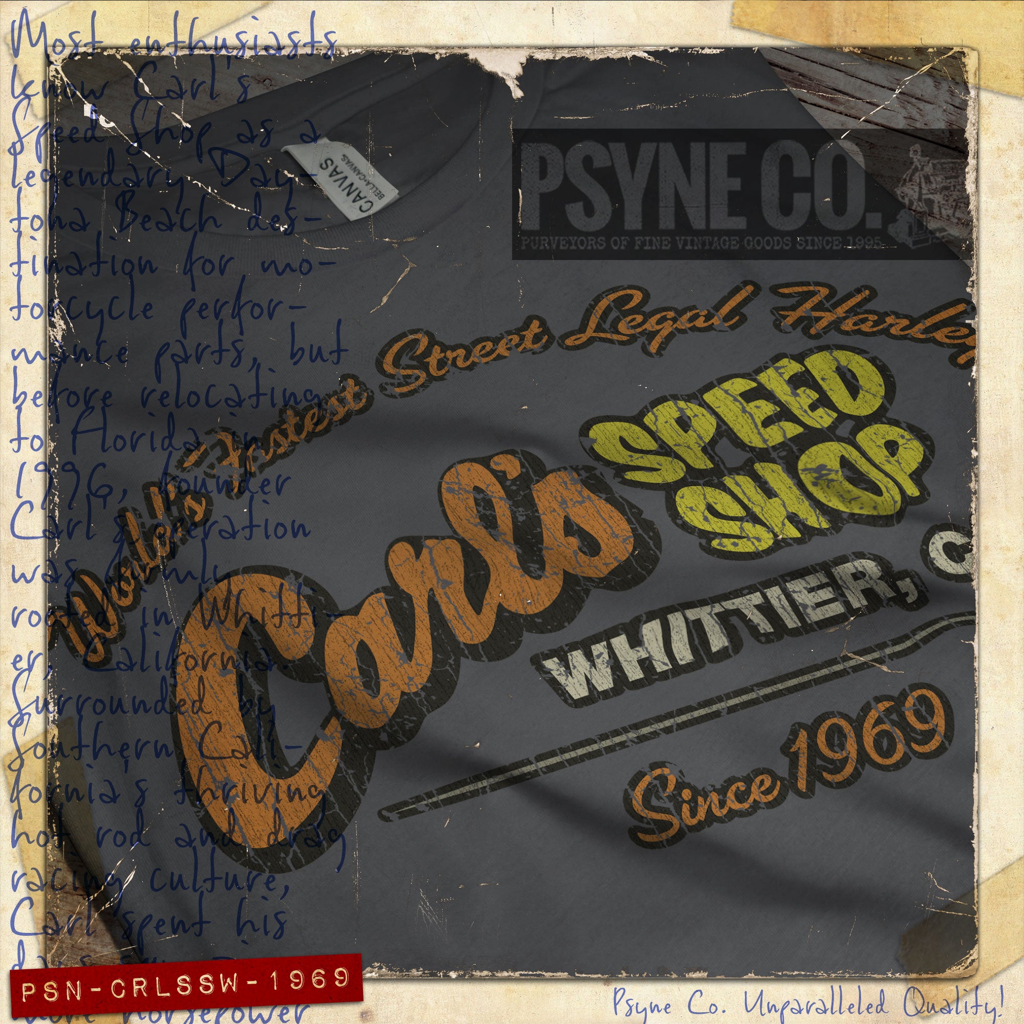 Carl's Speed Shop Whittier 1969 F/B Vintage Men's T-Shirt