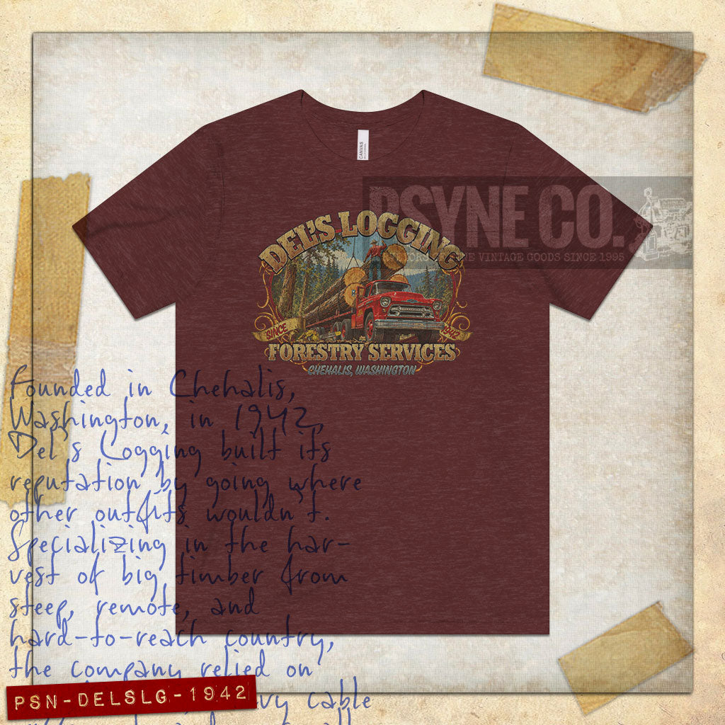 Del’s Logging Chehalis 1942 Vintage Men’s T-Shirt