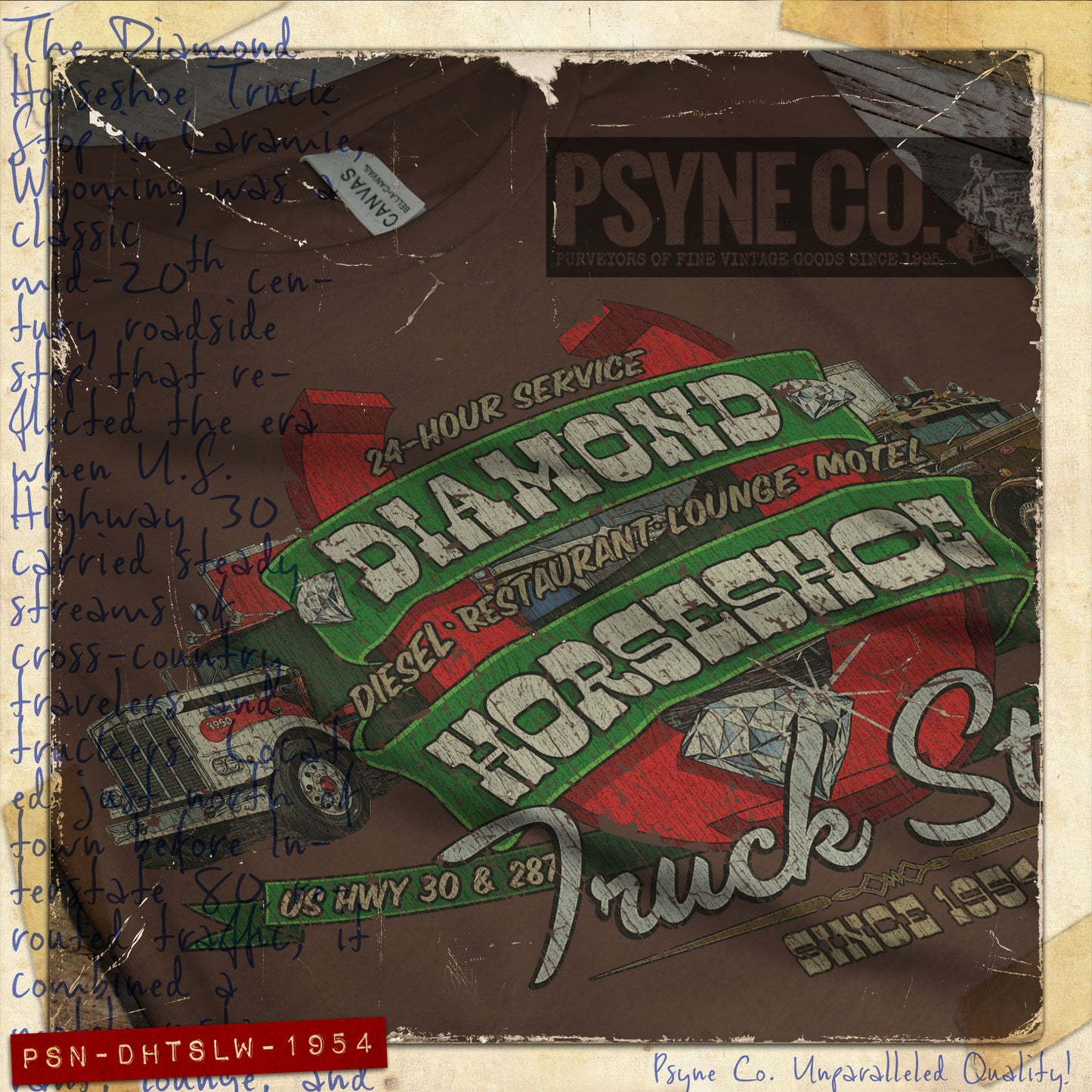 Diamond Horseshoe Truck Stop Laramie 1954 Vintage Men's T-Shirt