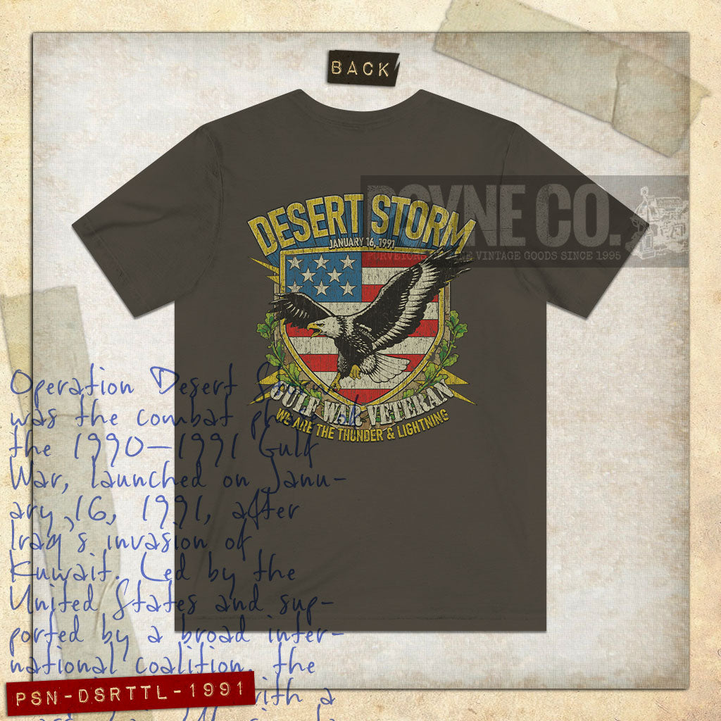 Desert Storm Gulf War Veteran Thunder & Lightning 1991 F/B Vintage Men's T-Shirt
