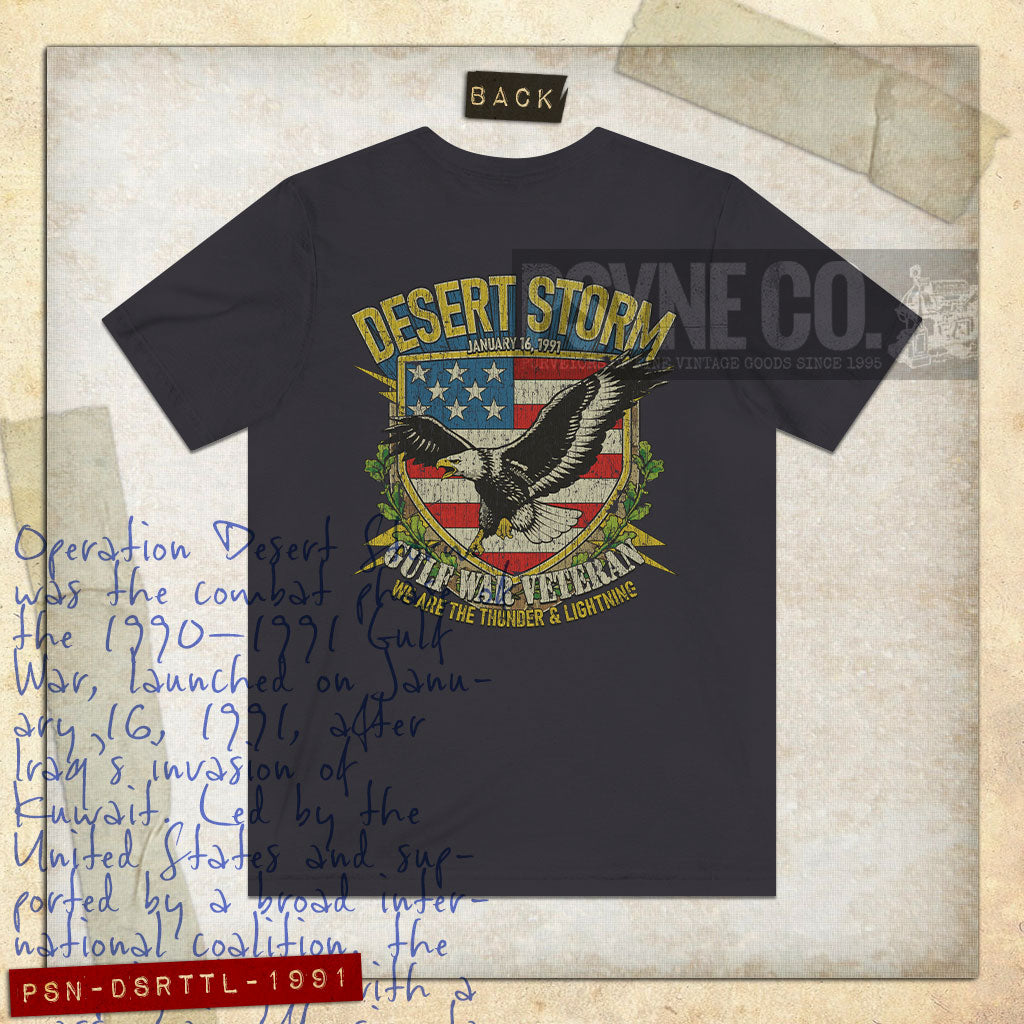 Desert Storm Gulf War Veteran Thunder & Lightning 1991 F/B Vintage Men's T-Shirt