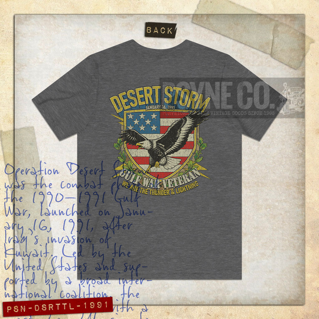 Desert Storm Gulf War Veteran Thunder & Lightning 1991 F/B Vintage Men's T-Shirt