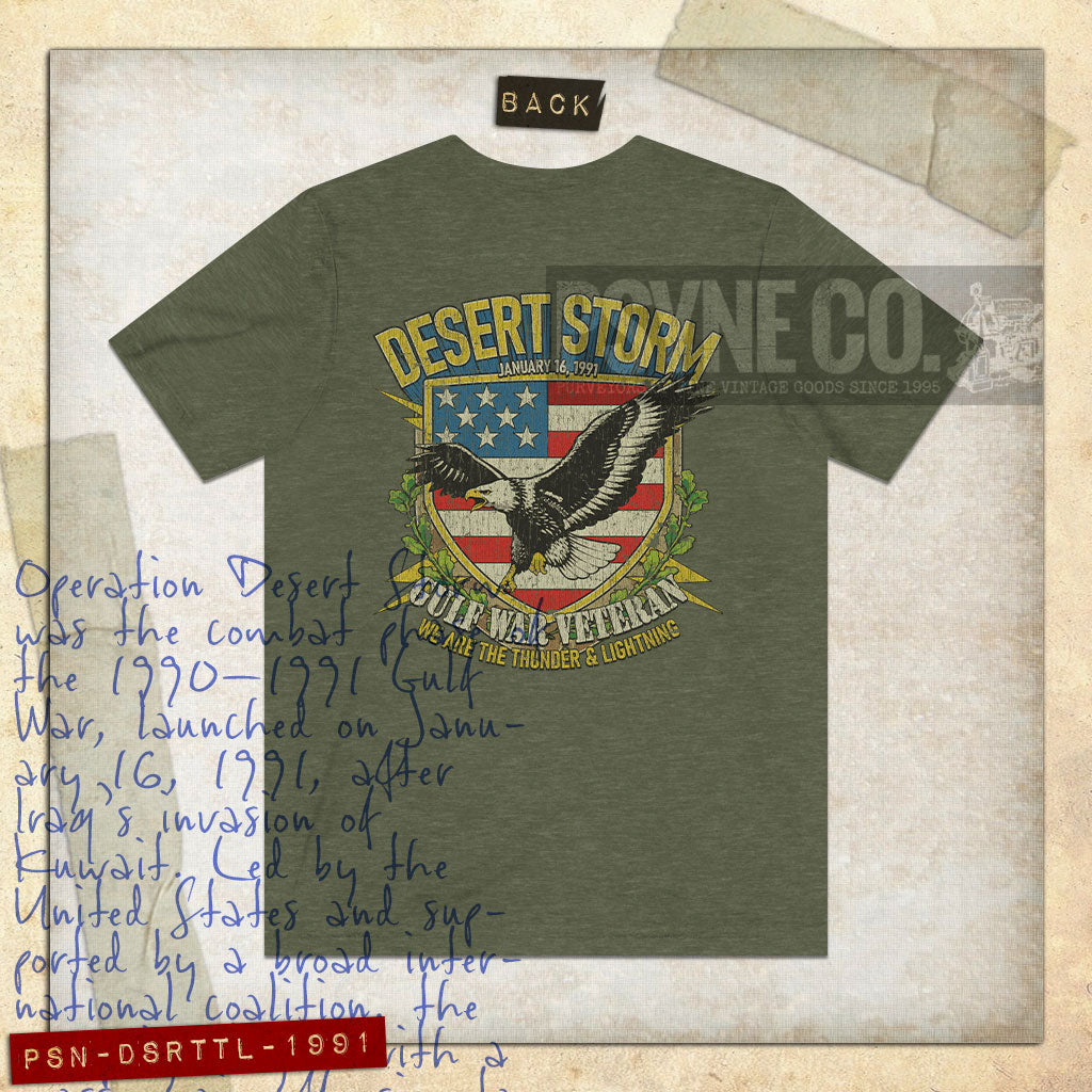 Desert Storm Gulf War Veteran Thunder & Lightning 1991 F/B Vintage Men's T-Shirt