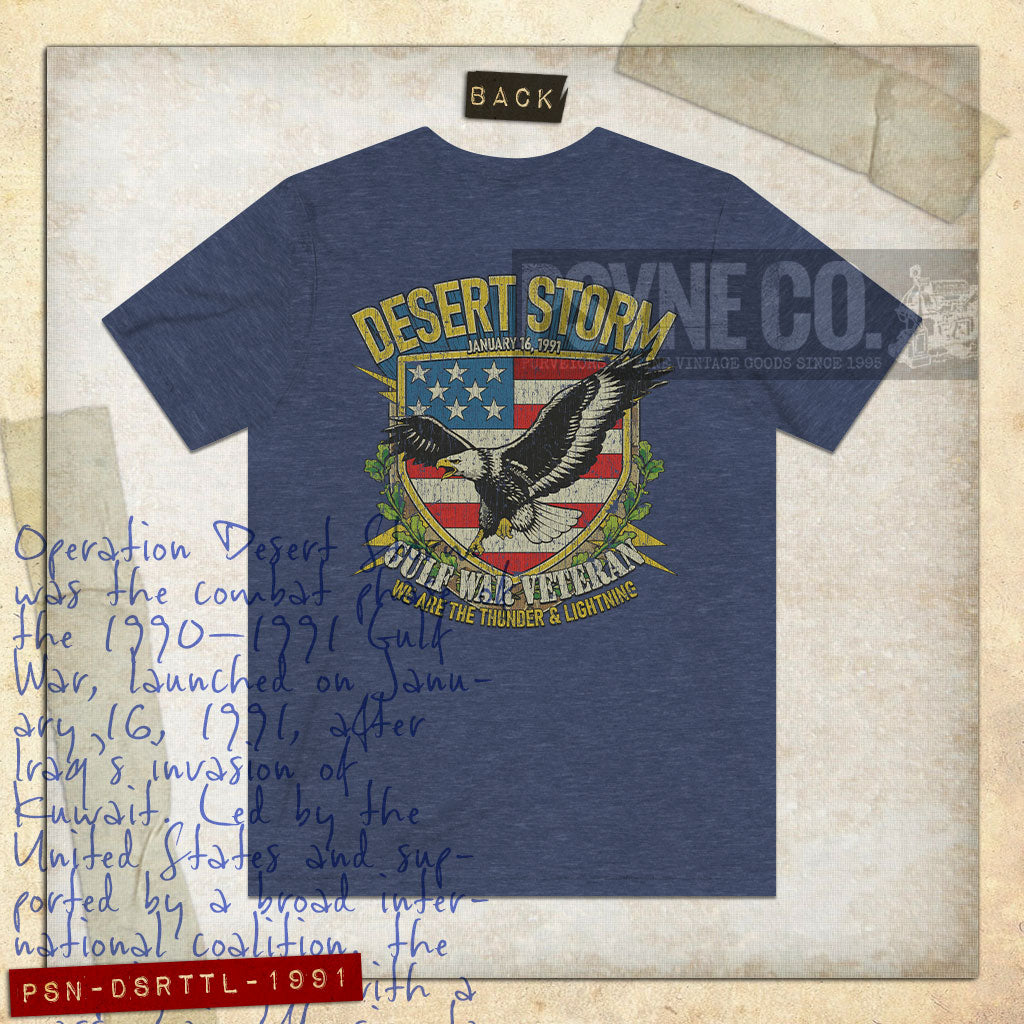 Desert Storm Gulf War Veteran Thunder & Lightning 1991 F/B Vintage Men's T-Shirt