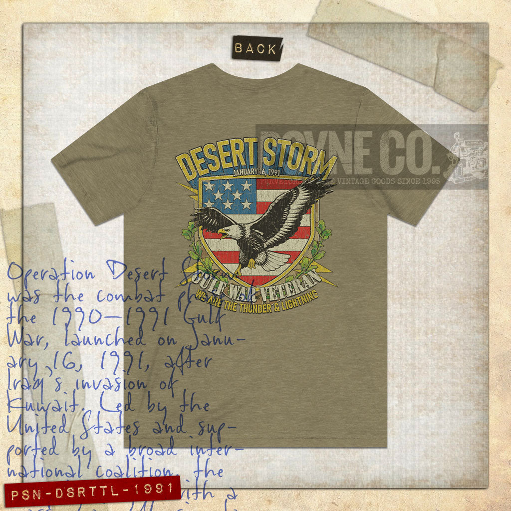 Desert Storm Gulf War Veteran Thunder & Lightning 1991 F/B Vintage Men's T-Shirt