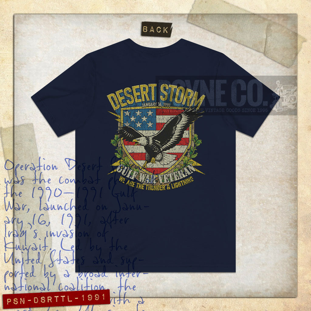 Desert Storm Gulf War Veteran Thunder & Lightning 1991 F/B Vintage Men's T-Shirt