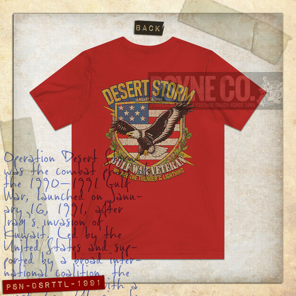 Desert Storm Gulf War Veteran Thunder & Lightning 1991 F/B Vintage Men's T-Shirt