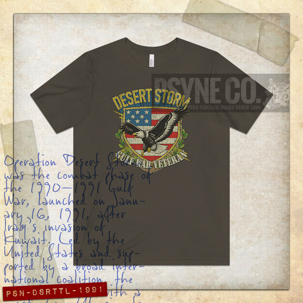 Desert Storm Gulf War Veteran Thunder & Lightning 1991 Vintage Men's T-Shirt