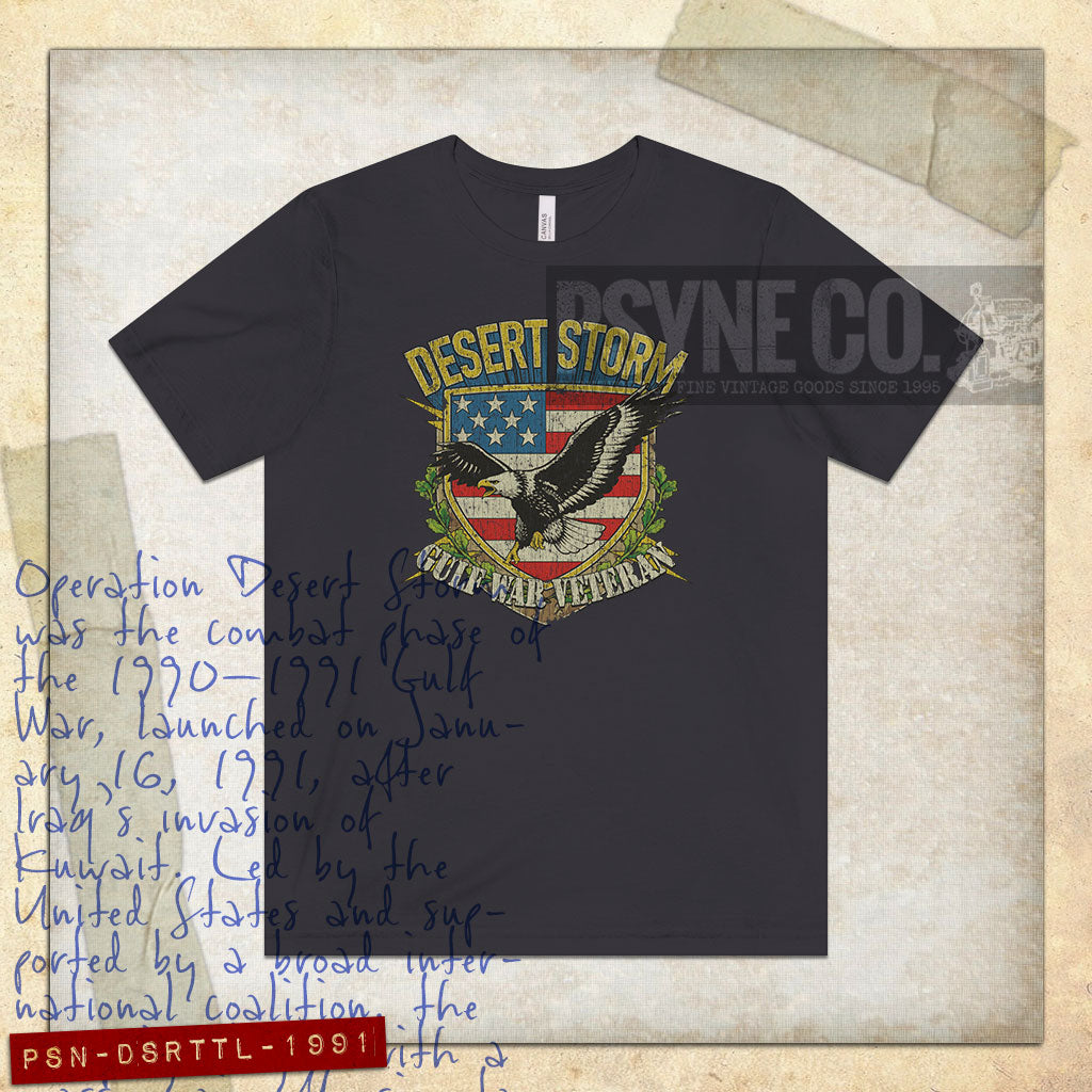 Desert Storm Gulf War Veteran Thunder & Lightning 1991 F/B Vintage Men's T-Shirt