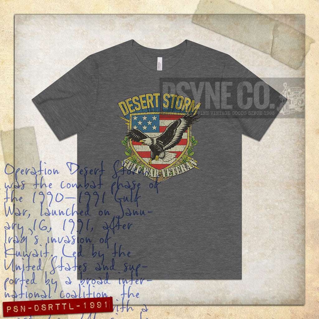 Desert Storm Gulf War Veteran Thunder & Lightning 1991 Vintage Men's T-Shirt