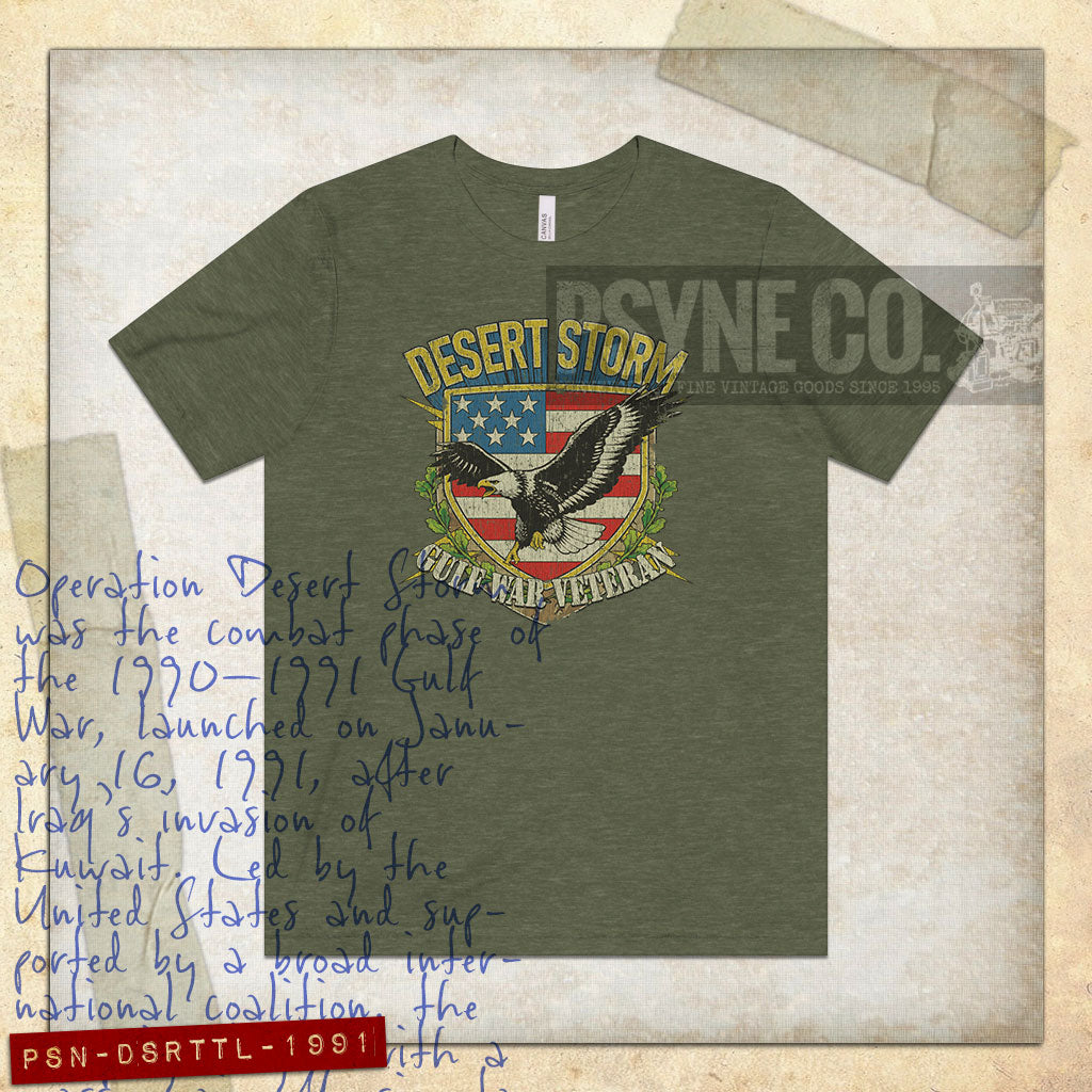 Desert Storm Gulf War Veteran Thunder & Lightning 1991 Vintage Men's T-Shirt
