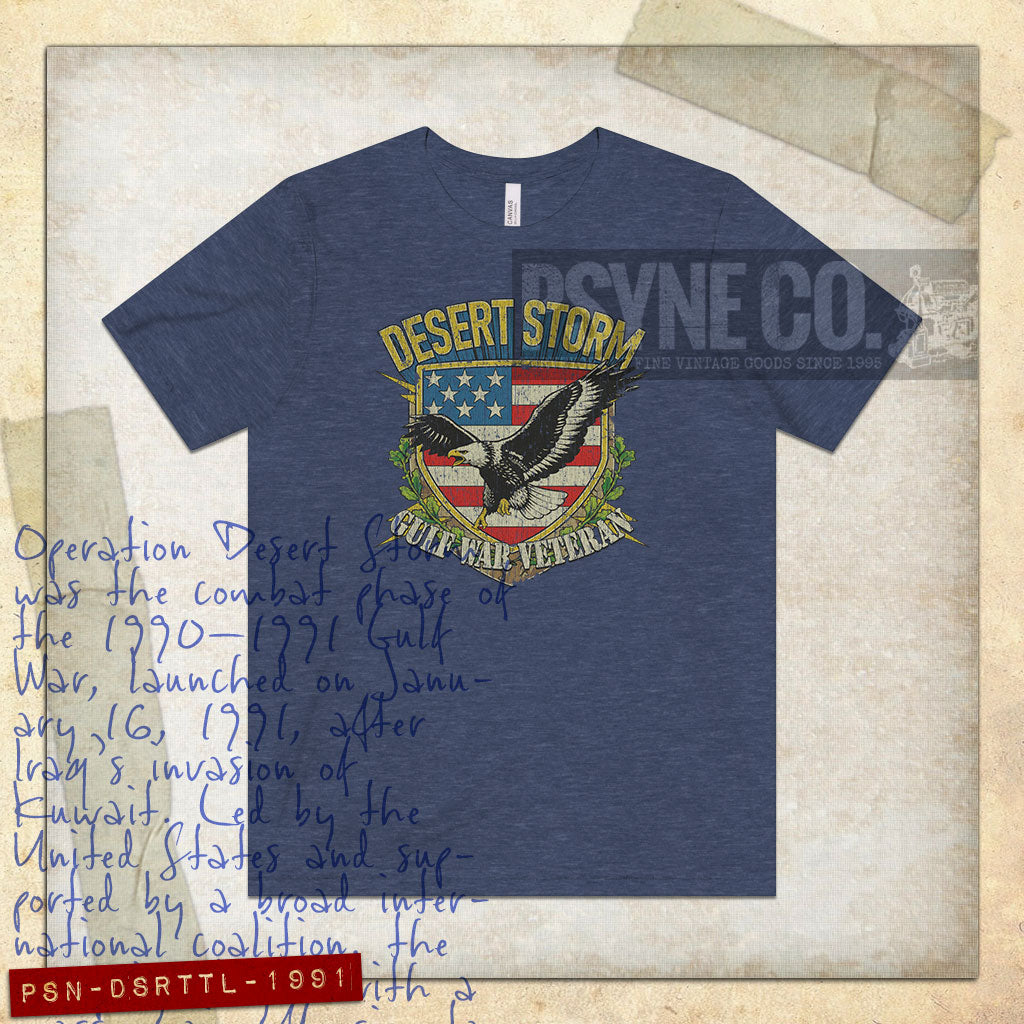 Desert Storm Gulf War Veteran Thunder & Lightning 1991 Vintage Men's T-Shirt